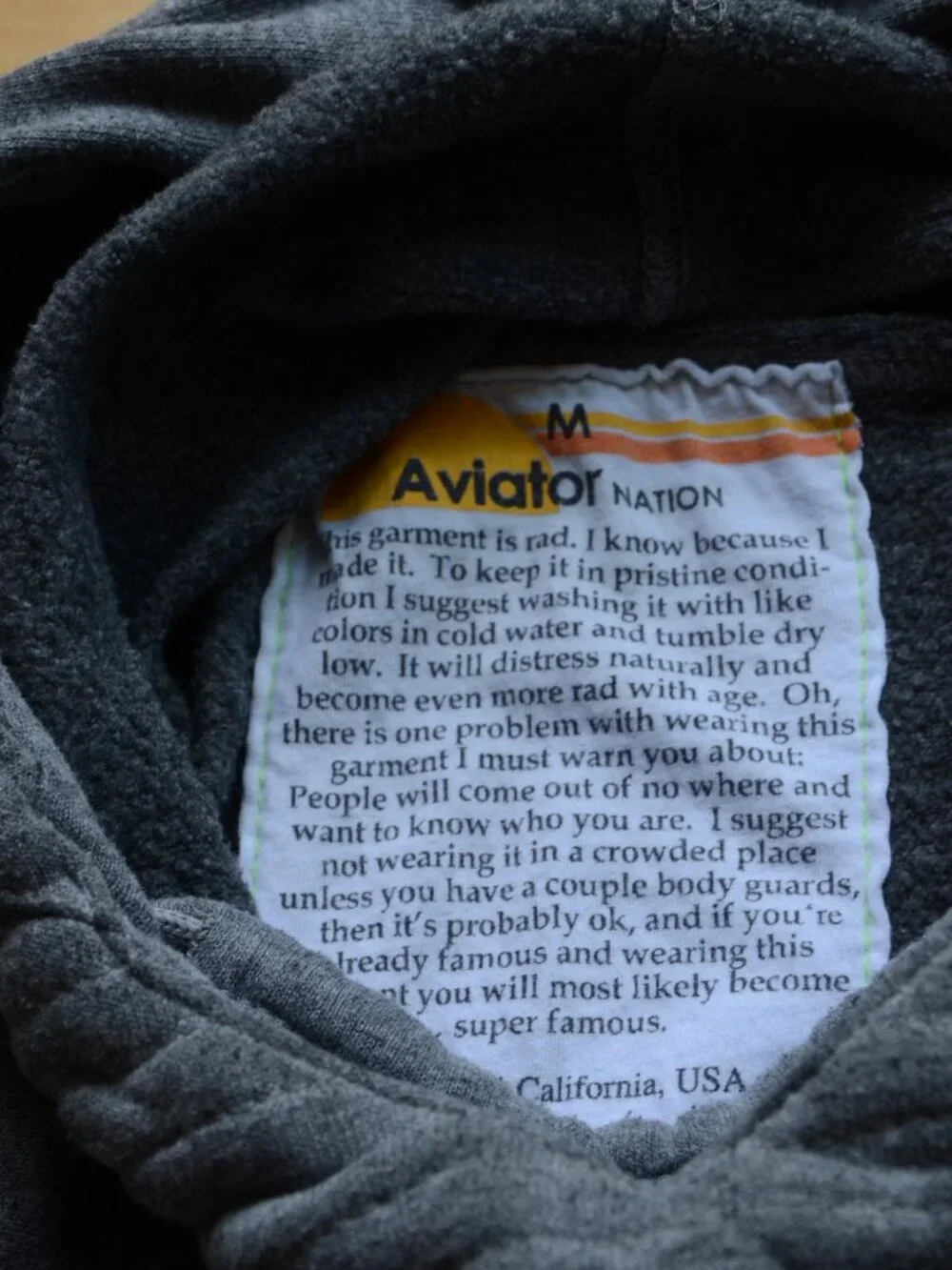 Aviator Nation Ninja Pullover Hoodie Size M Unisex